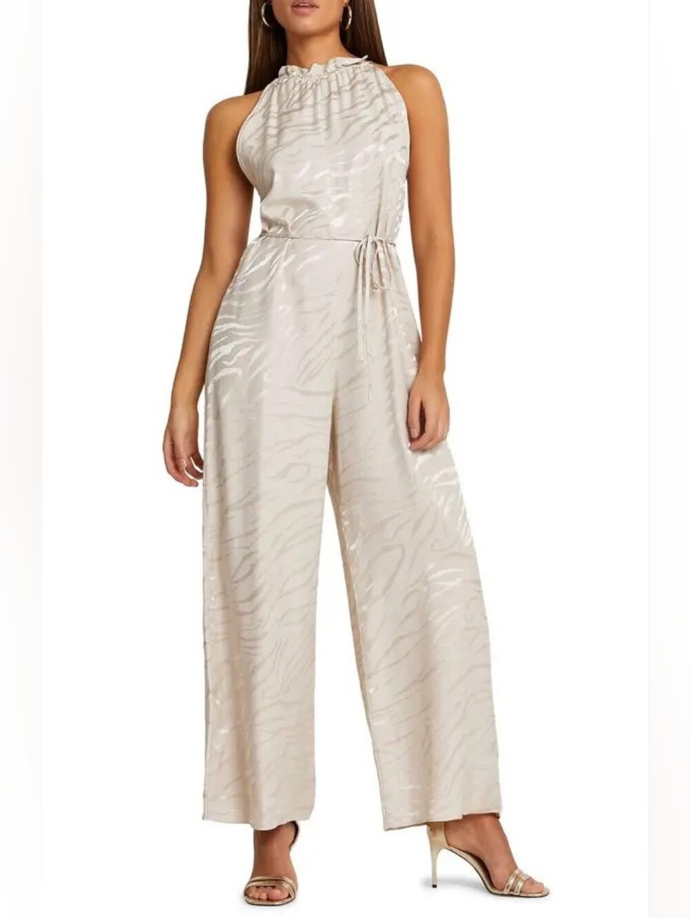 RIVER ISLAND halter jacquard jumpsuit